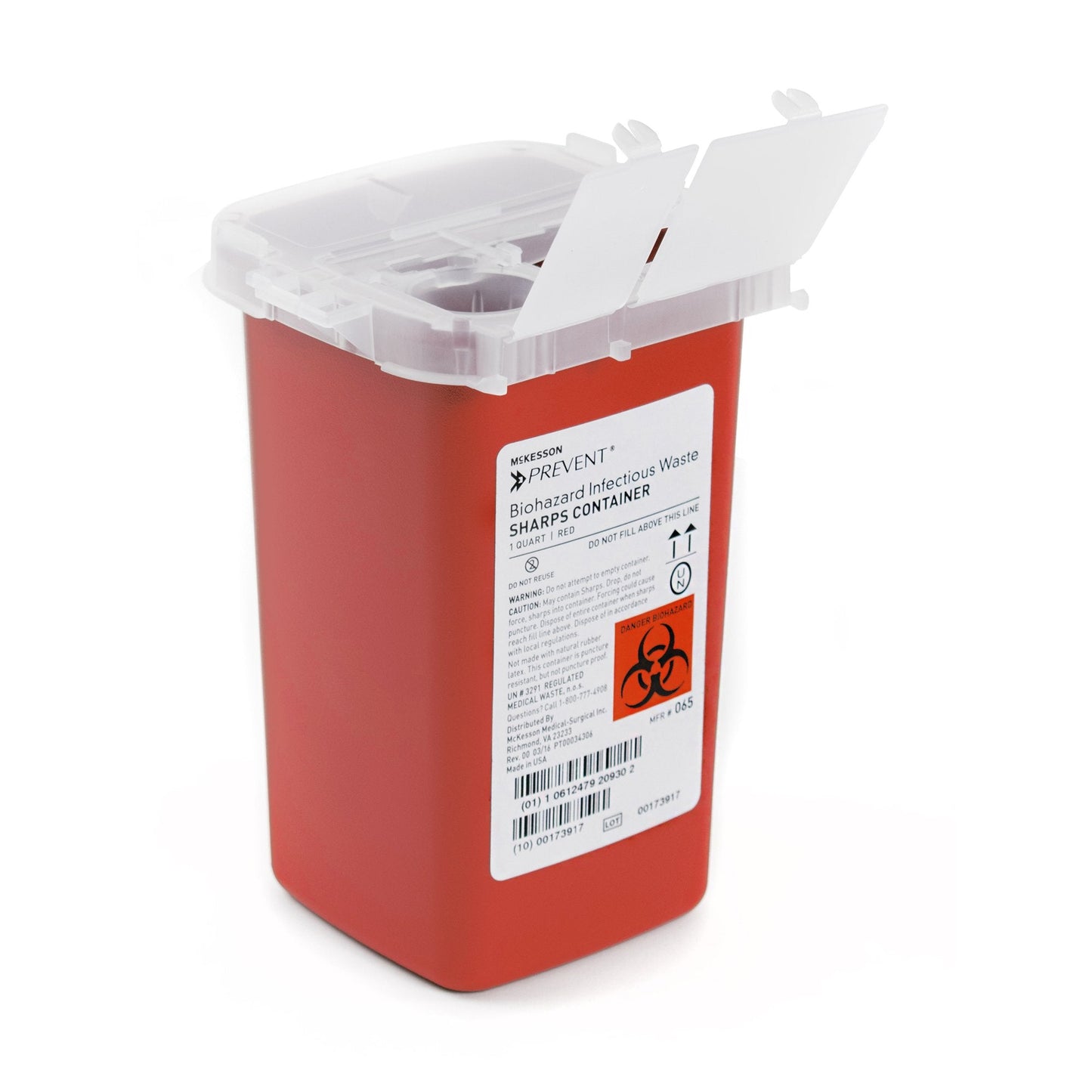 Sharps Container Prevent® Red Base 1 Quart